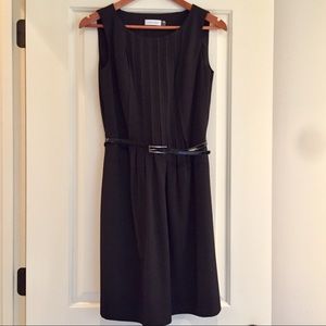 NWOT Calvin Klein pleated, belted LBD.